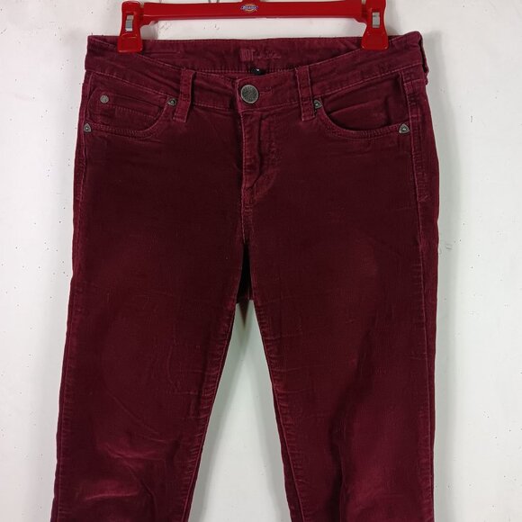 Kut From The Kloth Burgundy Diana Corduroy Relaxed Fit Skinny Pants Size 4 - Picture 6 of 12